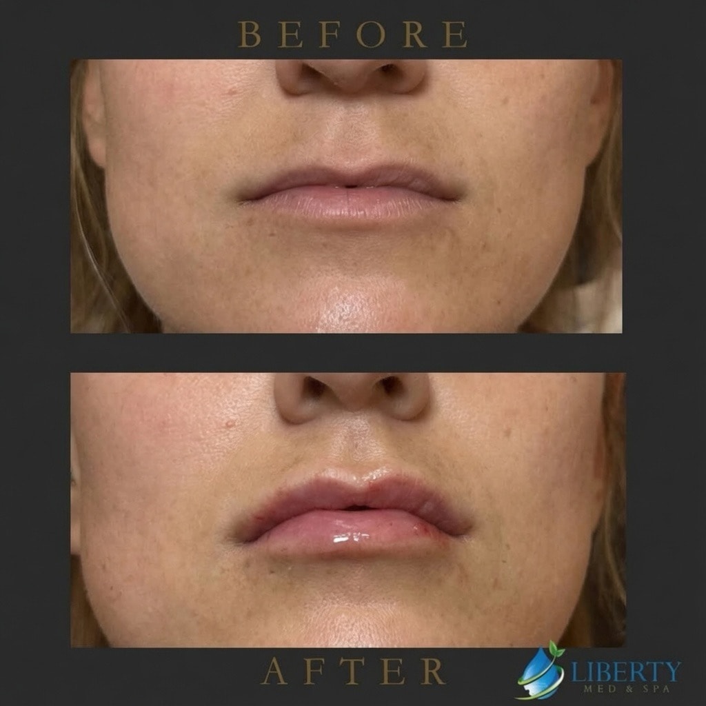 Before and after lip augmentation results at Liberty Med & Spa